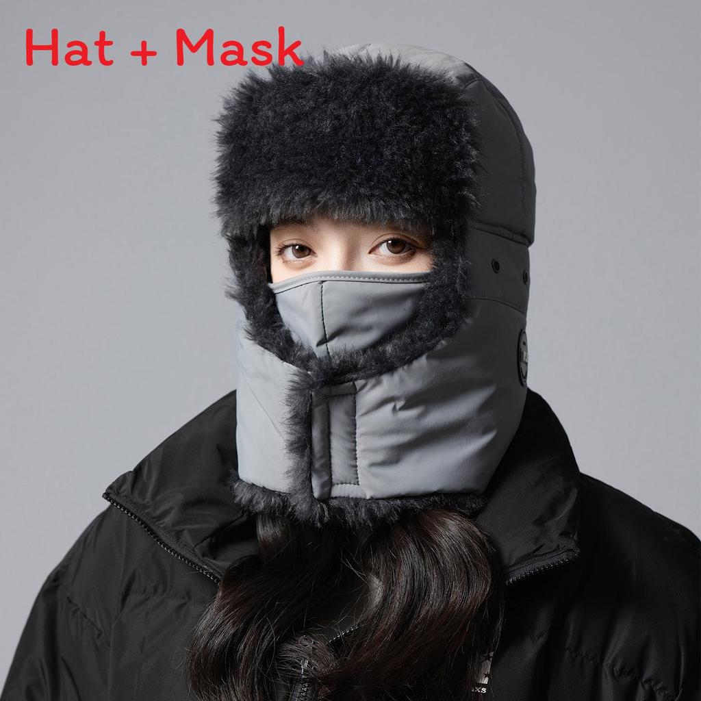 Winter Warmth Beanie With Thick Cotton For Cycling And Outdoor Activities серый