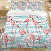 Modern Flamingo Pineapple Print Bedding Set Queen Tropical Plants Leaves Flowers Duvet Cover Hawaiian Islands Floral Pillowcases