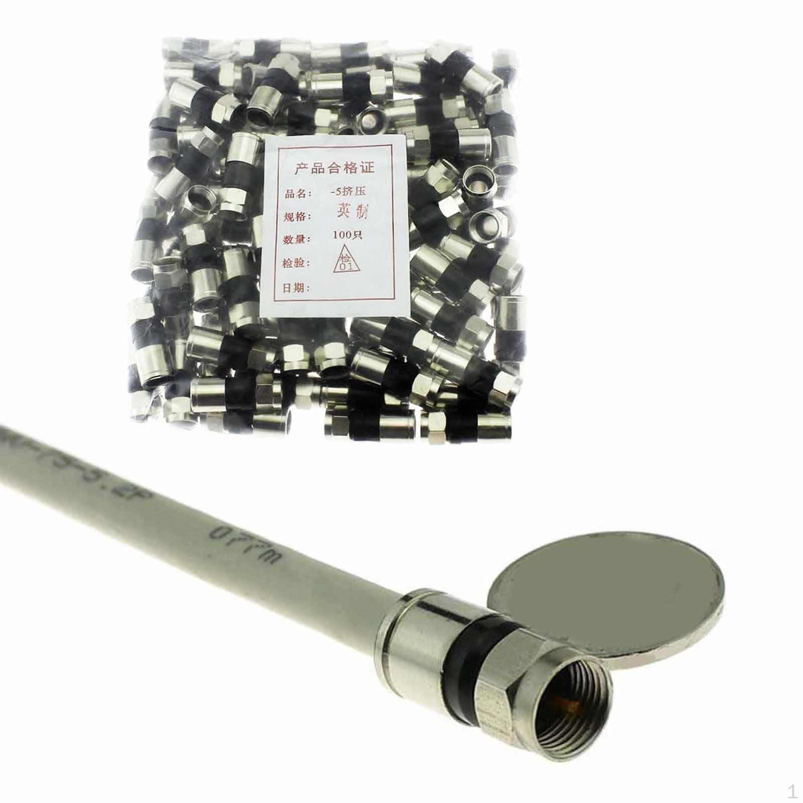 

100Pcs Extruded F Head British TV Cable Connectors Shielded Heavy Duty Lightweight Waterproof Type