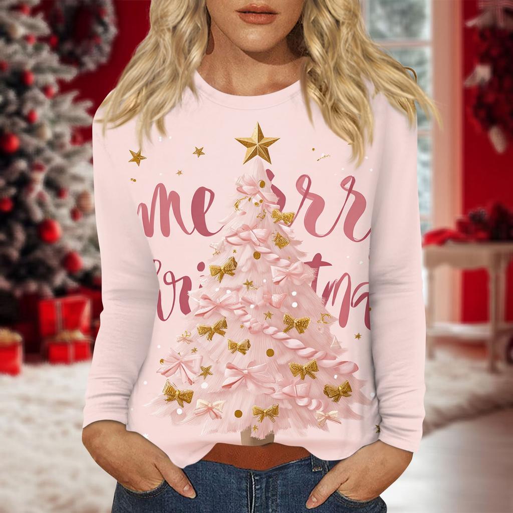 Women's Daily Casual Long-sleeved Printed O-neck Top