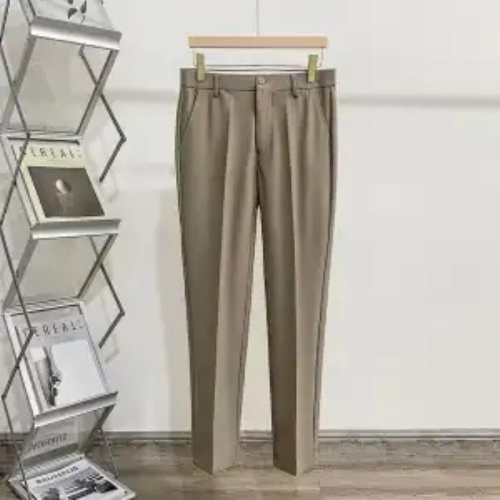 Spring and Autumn Korean Edition British Business Casual High Waist Button Straight Fit Solid Color Nine Split Suit Pants