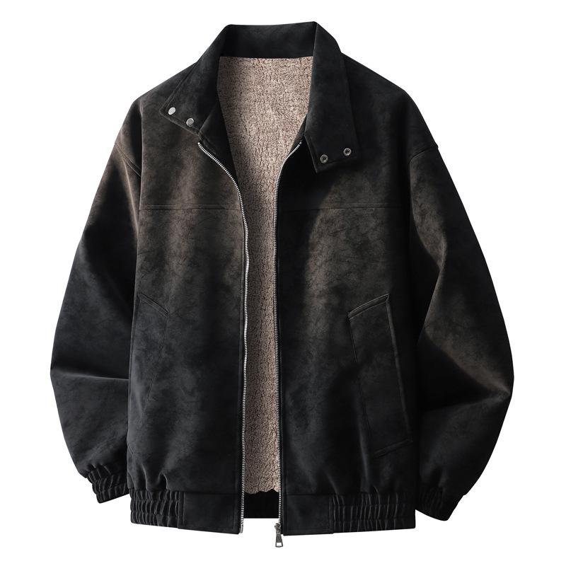 Leather jacket jacket men's autumn and winter velvet warm new American retro fashion versatile locomotive clothing leather jacket men