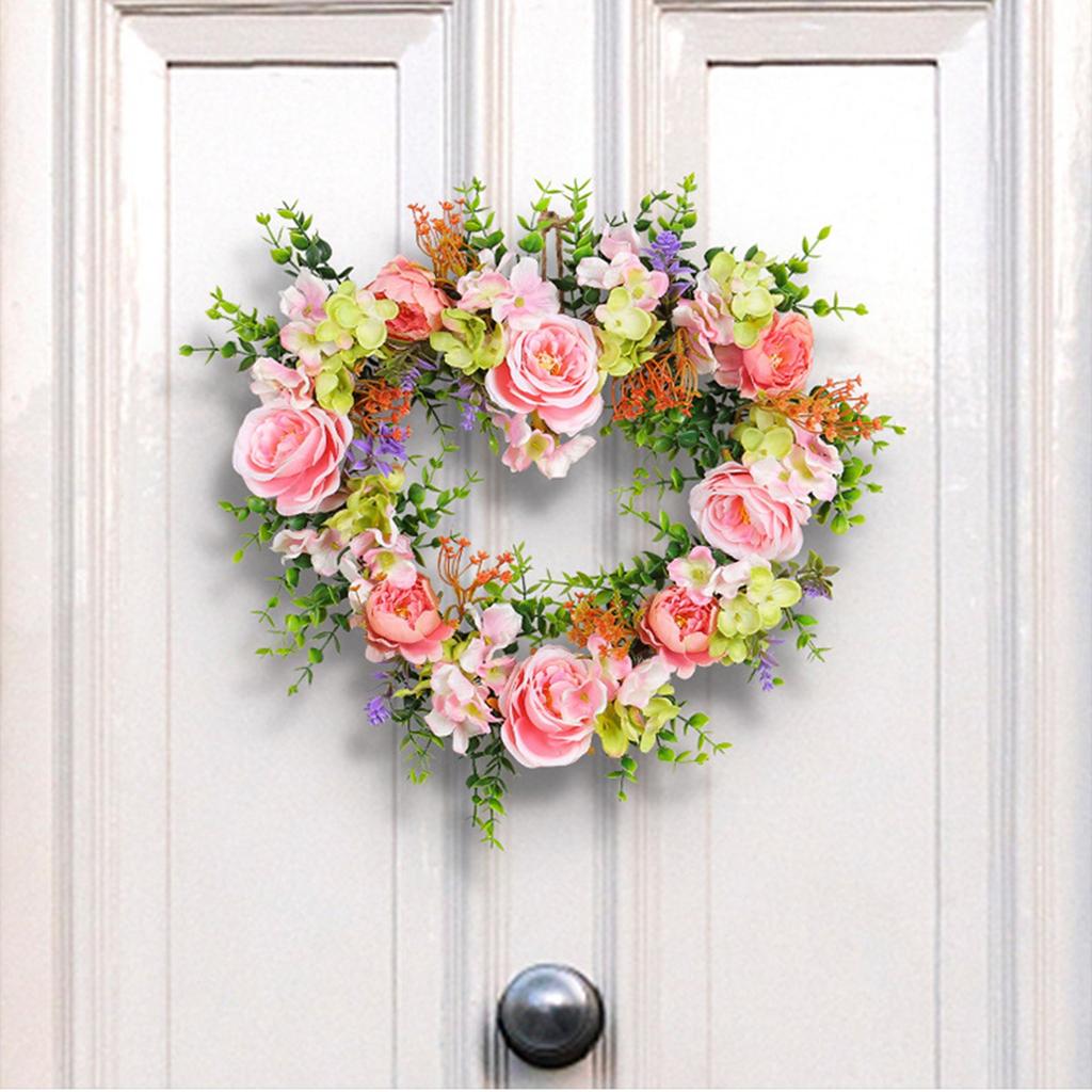 Wreaths For Front Door Wreath For Front Door Decorations Artificial Flower Wreath Rose Garlands For Home Party  Outdoor Indoor Decor Heart Wreath