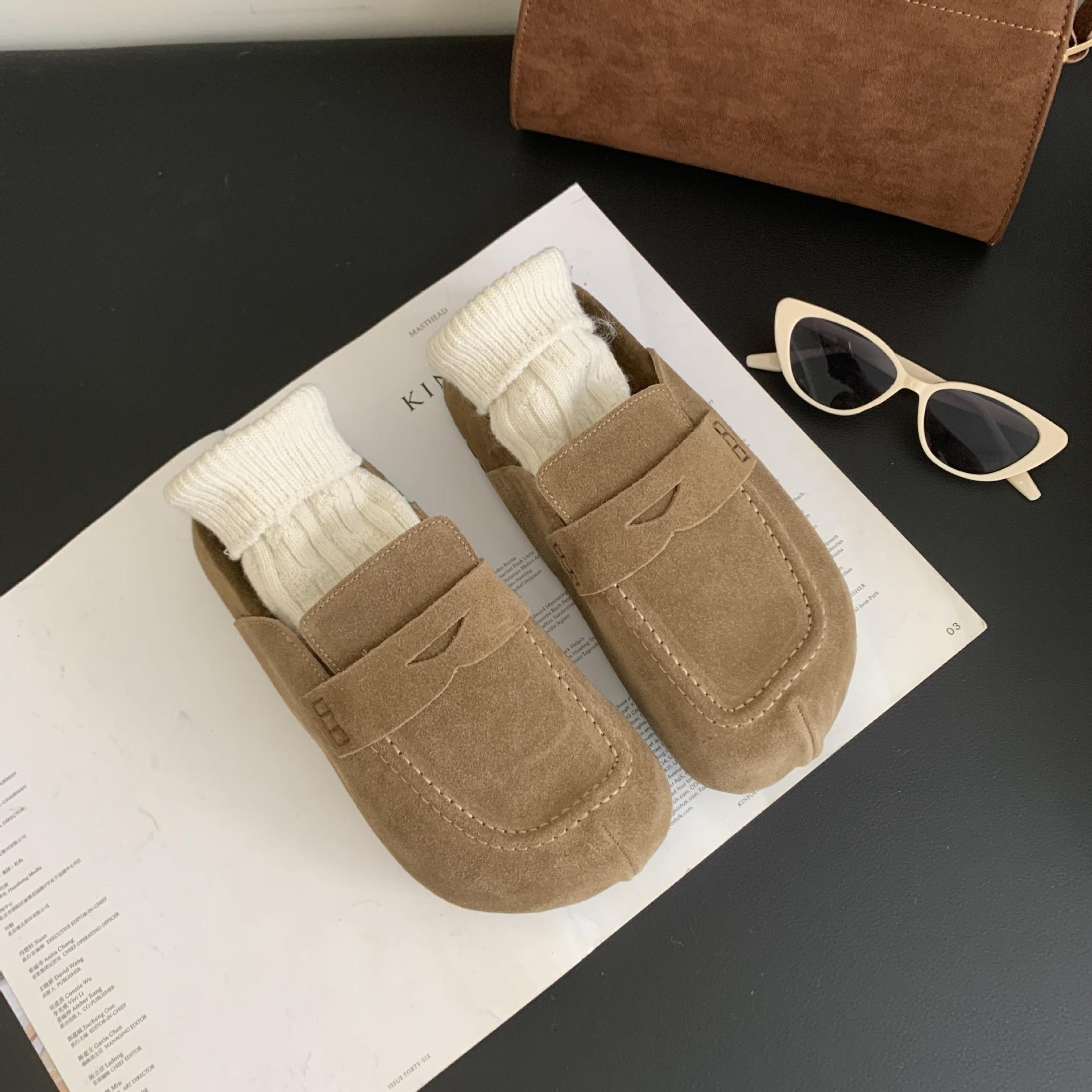 

2025 осень и зима новая британская ленивая сумка на плоской подошве голова полушлепанцы женские ленивые туфли универсальные крутые шлепанцы одинарные 39 хаки