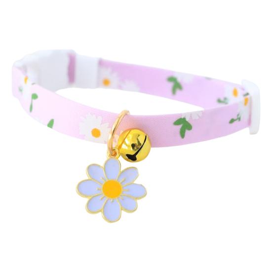Pet Collar Safety Buckle Adjustable Bell Sunflower Dog Cat Neck Strap