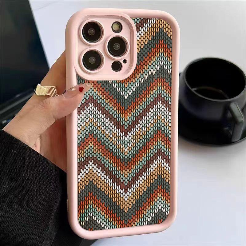 Bohemian Style Sweater Pattern Phone Case For iPhone 16 15 14 13 12 11 Pro Max X XS XR 7 8 Plus Fashion Shockproof Back Cover