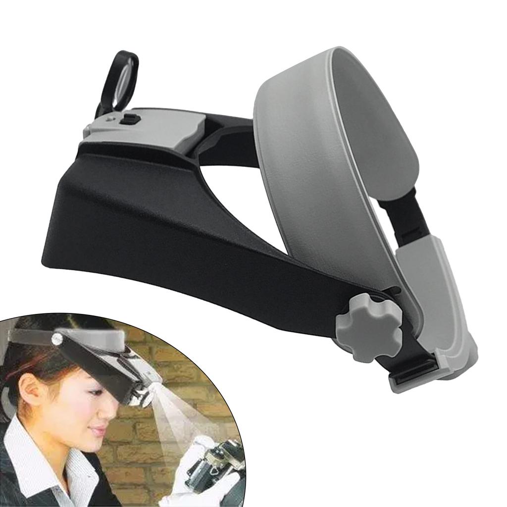 Portable Headband Magnifier Loupe Head Magnifying Glass Lens Jewelry Watch Repair Watchmaker Magnifier with 2 LED Light