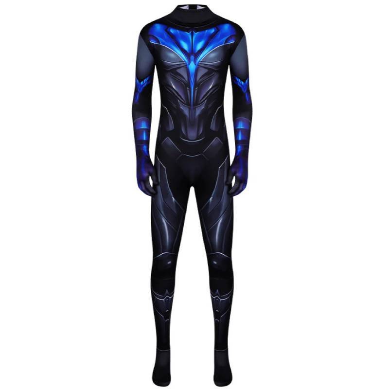 Costume Cosplay di Nightwing dei Titani in Tessuto Misto Cotone per Role Play Anime