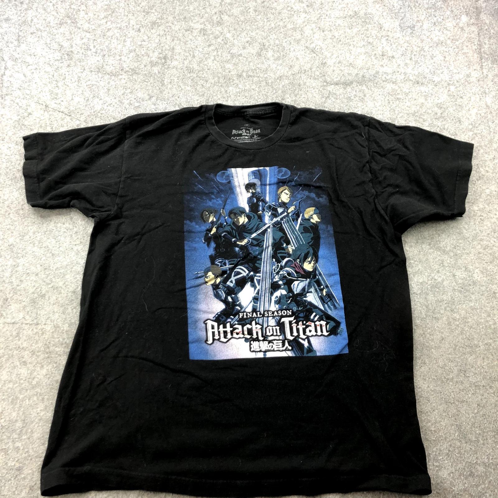 Футболка Атака Титанов Мужская XL Черная Короткий рукав Последний Сезон Аниме * XL