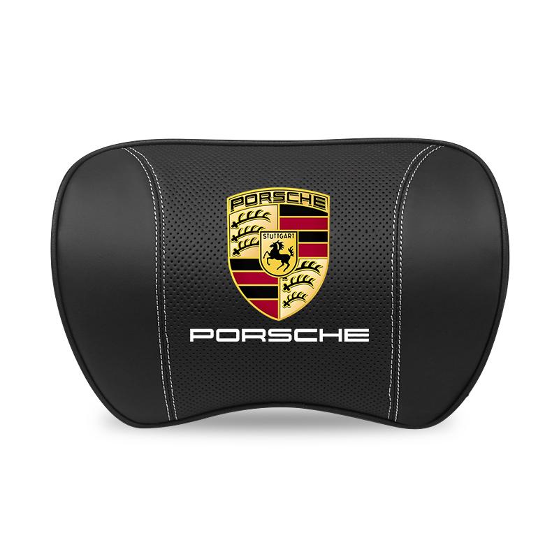 

Car Headrest Lumbar Cushion Leather Seat Neck Waist Back Pillow For Porsche 911 718 Taycan Panamera Cayenne Macan Boxster Cayman