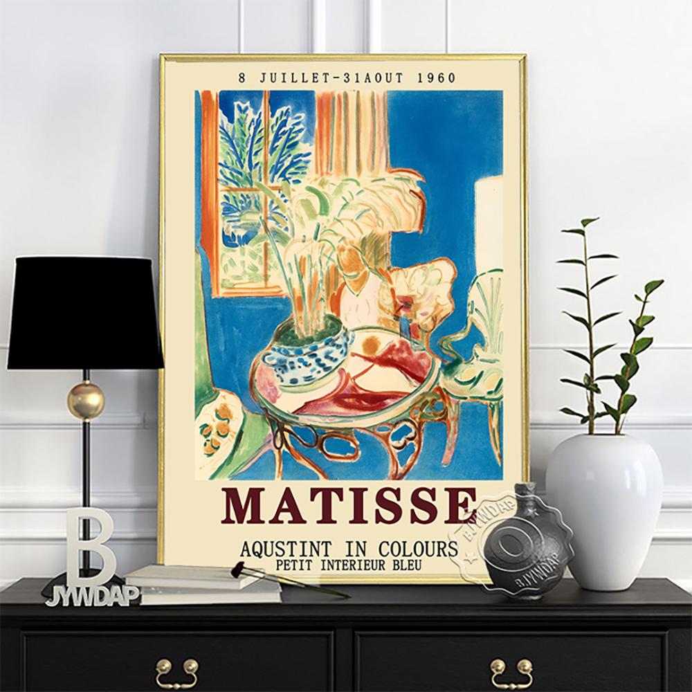 Henri Matisse Museum Exhibition Poster, Les Pivoines Oil Painting, Matisse Colours Abstract Wall Picture, Living Room Wall Decor No Frame