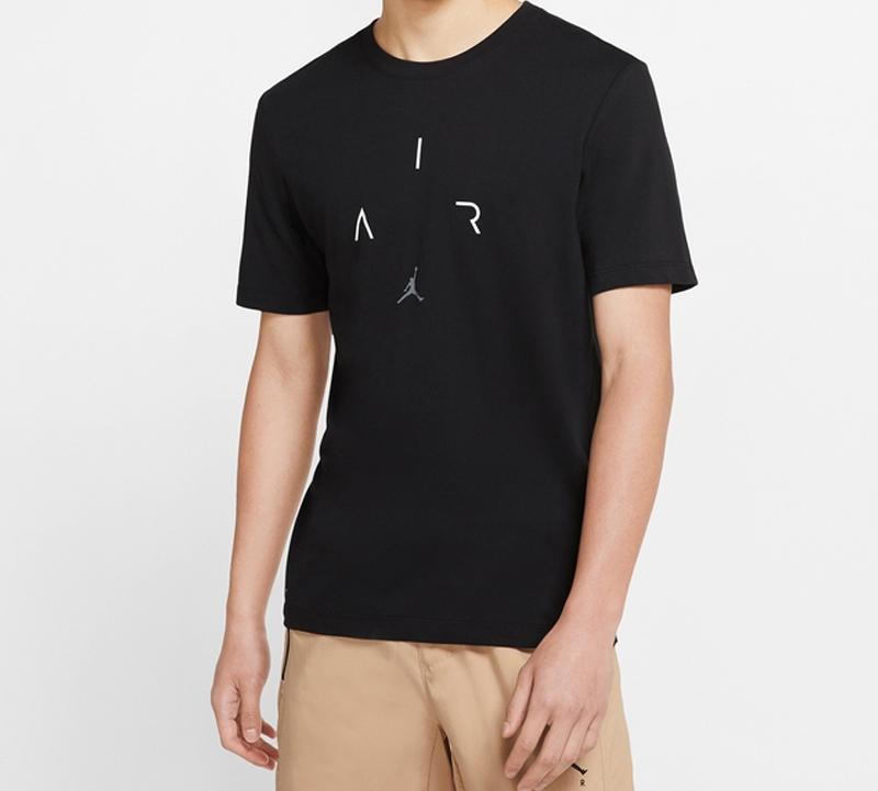 Jordan Air T Shirts Men's Black Crew Neck Moderate Straight Fit CN3576-010