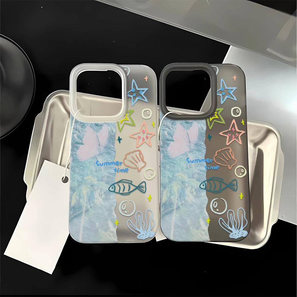 Seaside Fish Patterns Phone Case For IPhone 17 17 Air 16 15 Plus 15 14 13 12 11 Pro Max Anti-Drop Cover Fundas