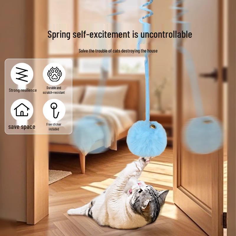 Cat Teasing Stick with Elastic Plush Ball - Self-Entertainment Toy for Kittens
