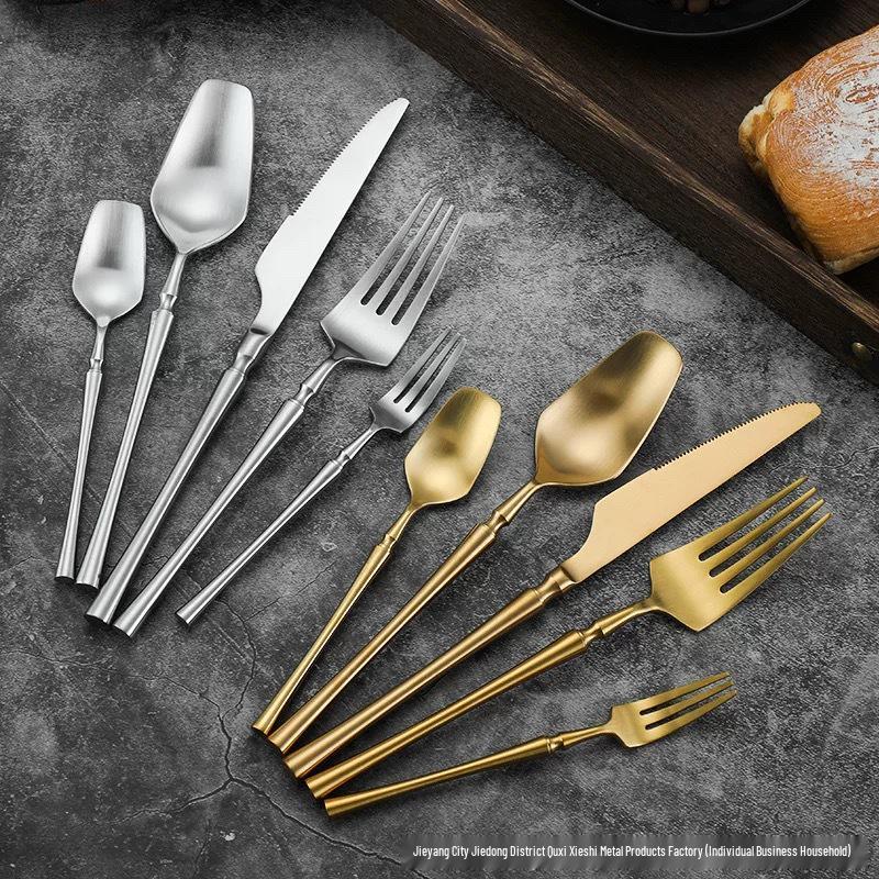 304 Stainless Steel Steak Knife, Fork & Dessert Spoon Set