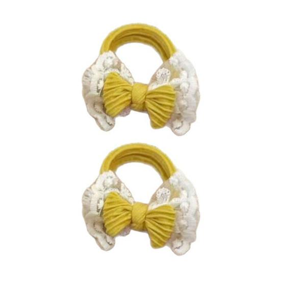Yousheng Hair Tie Embroidery Lace Double Layer Bow Decor Hair Rope High Elasticity Ponytail Holder Women Hair