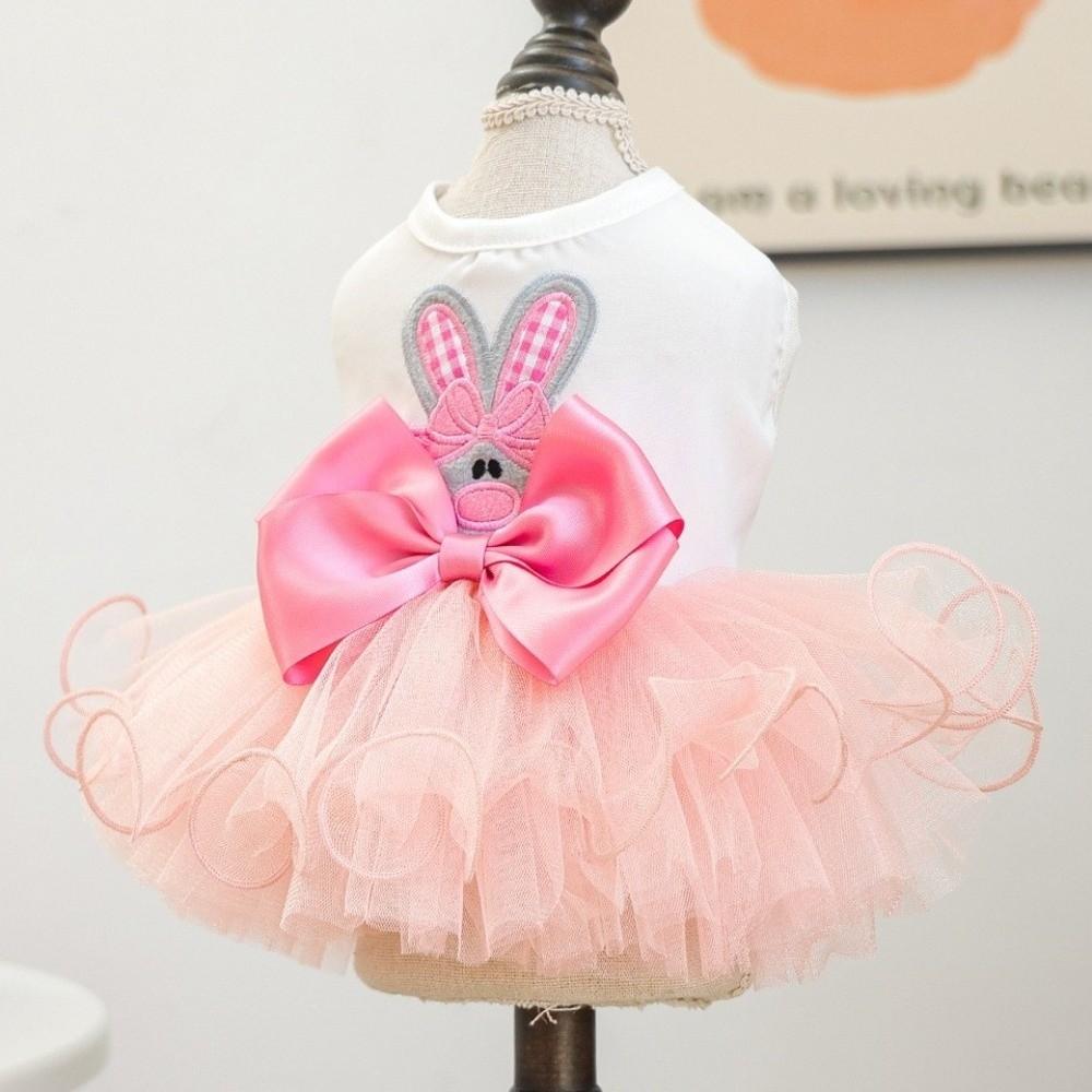 Rabbit Pattern Easter Dog Puffy Skirt Soft Dogs Mesh Fluffy Skirt Pet Princess Dress  Easter Sunday