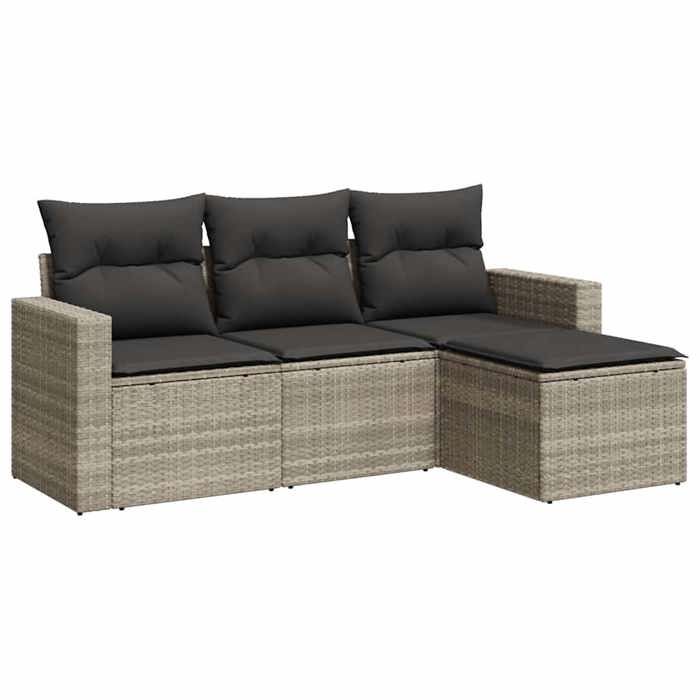 VidaXL Garden Lounge Set 4 Pcs with Light Grey Cushions Wicker 3251209
