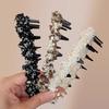 Wavy Headband Tweed Texture Non-Slip Braided Toothed Design Hair Hoop Women Volume-boosting Headband