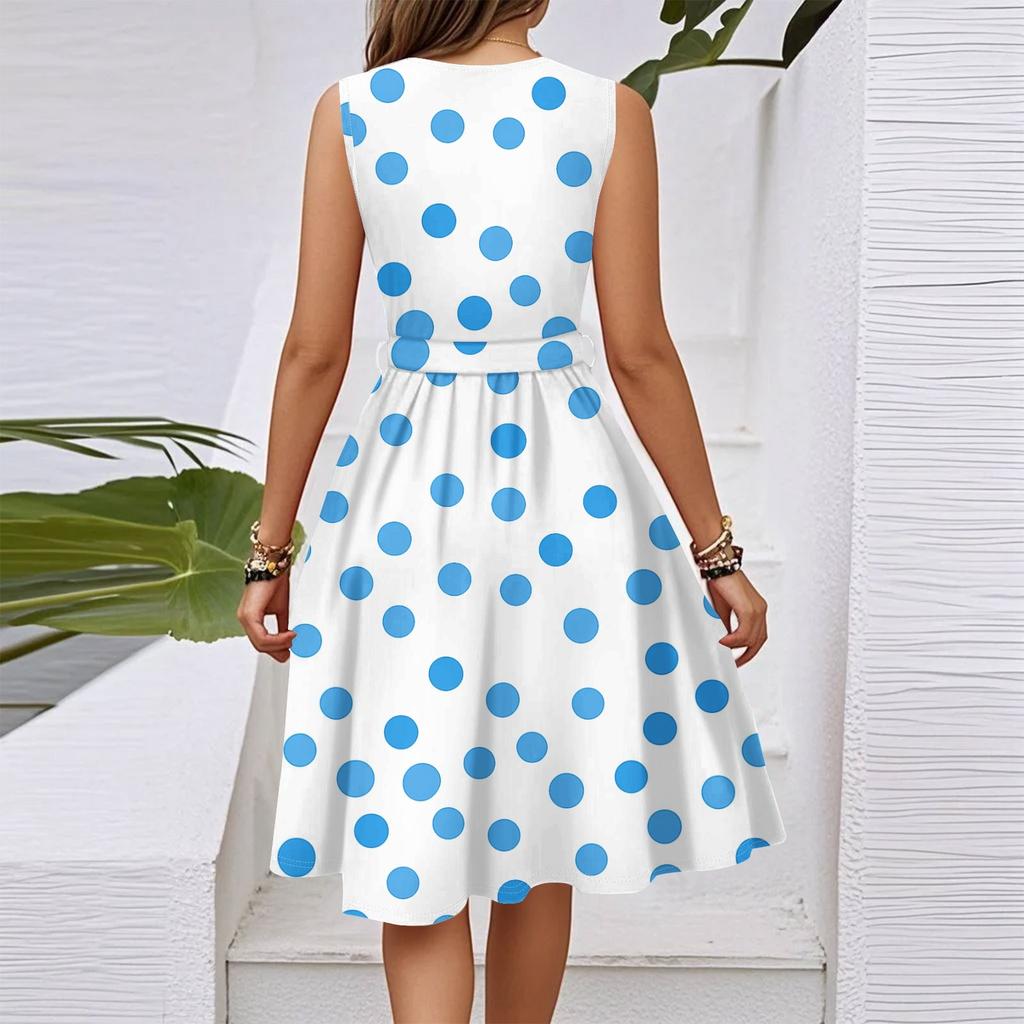 Női Nyári Alkalmi Gombos V-nyakú Rövid Ujjú Munkaruha Ruhák