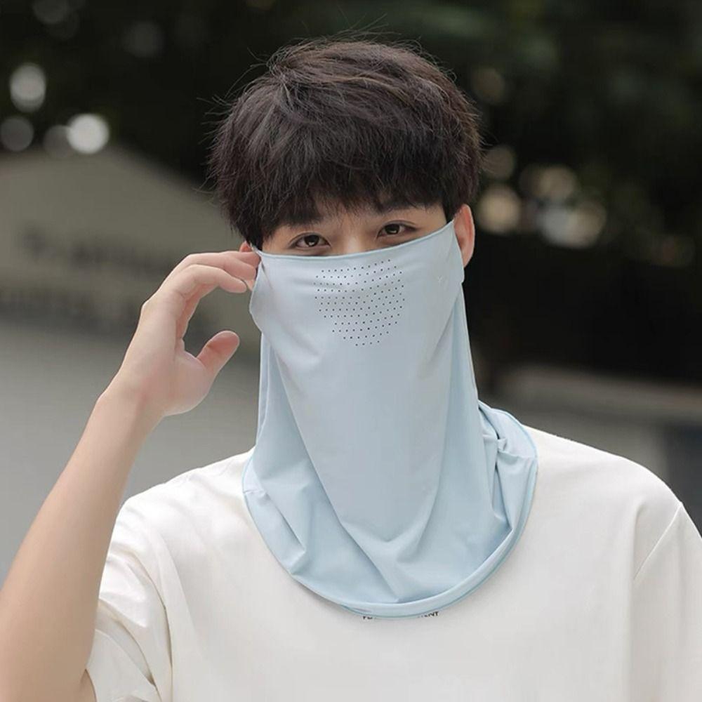 Letter Summer Face Veil Sun Protection Neckline Face Cover Ice Silk Sunscreen Mask  Fishing