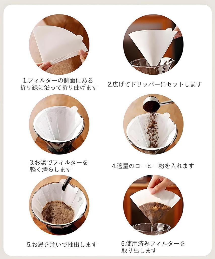 Vitalux Coffee Filters, 1-2 Cups, Pack of 50, Cotton Blend, Reduces Paper Odor and Fine Powder, White, Camping, Outdoor, Gift, Anniversary,