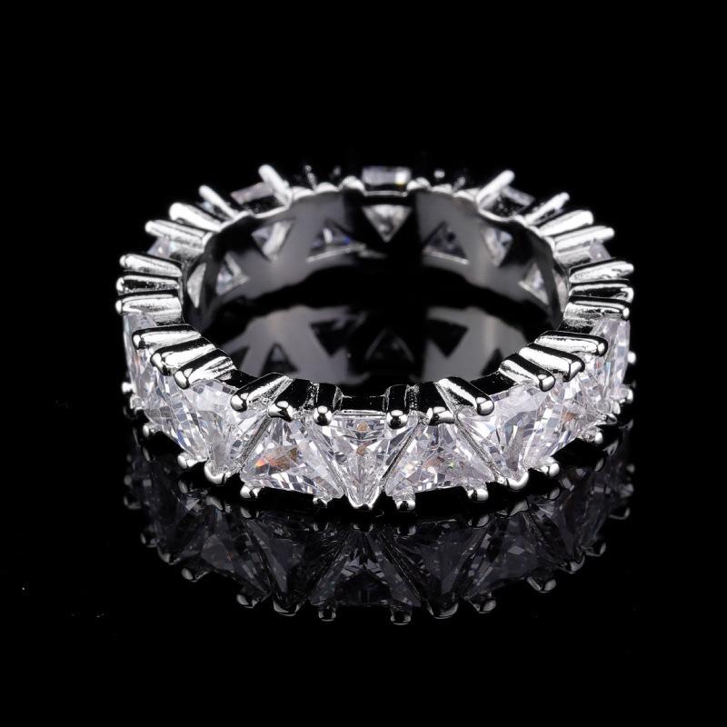 Jewelry, Full Circle Full Of Single-Row Triangular Zircon Ring, Women'S Creative Gift Ring.