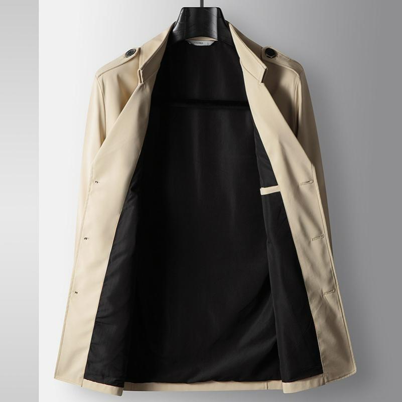 Giacca a vento da uomo Primavera e Autunno Revers Monopetto A una mano Lunga per mezza età e giovani Lusso Business Casual Giacca a vento