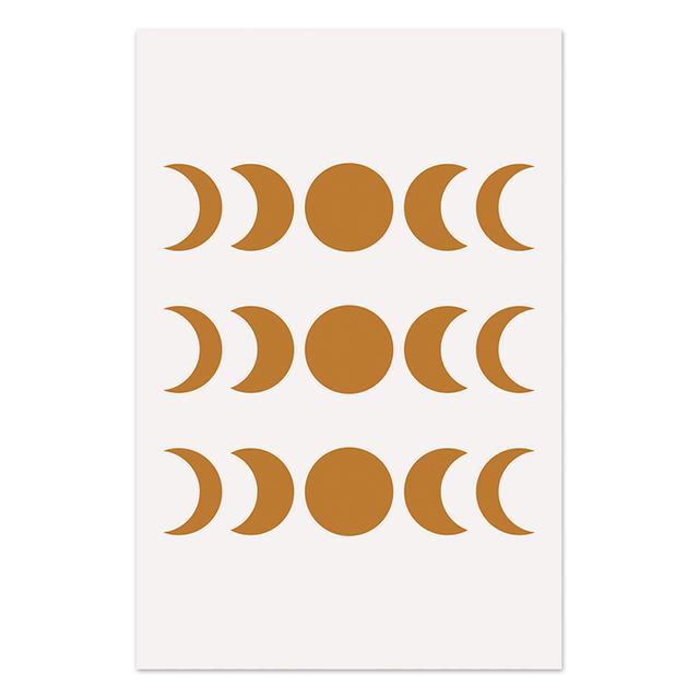 Boho Art Prints Abstract Poster Plant Line Drawing Wall Art Sun Moon Canvas Painting Burnt Orange Living Room Wall Decoration