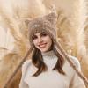 New cute cat ears warm plush hat women's autumn and winter fashion lace-up face small cold-proof ear hat