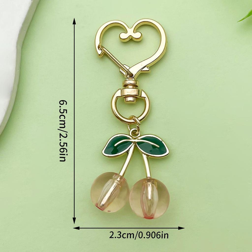 Red Cherry Pearl Resin Keychain Pendant
