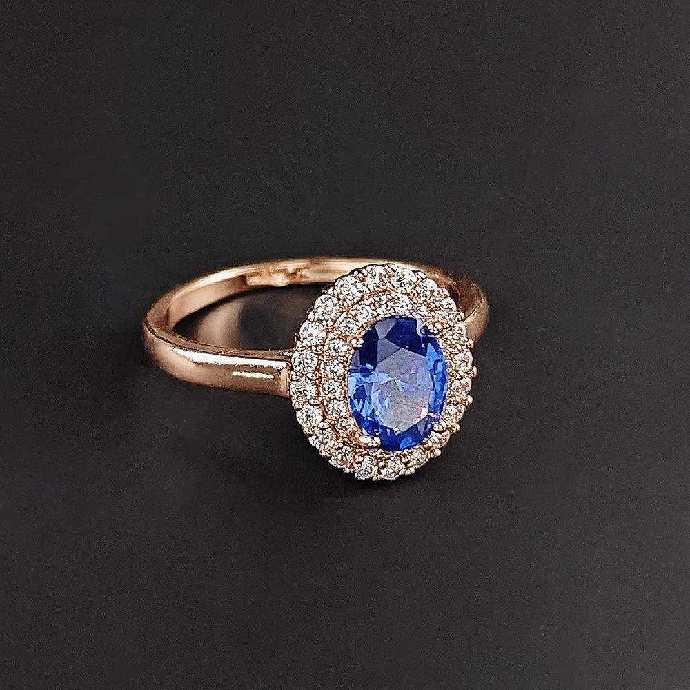 

European-American Sapphire Inlaid Women s Ring Size 7 сапфірове скло синього кольору кольору