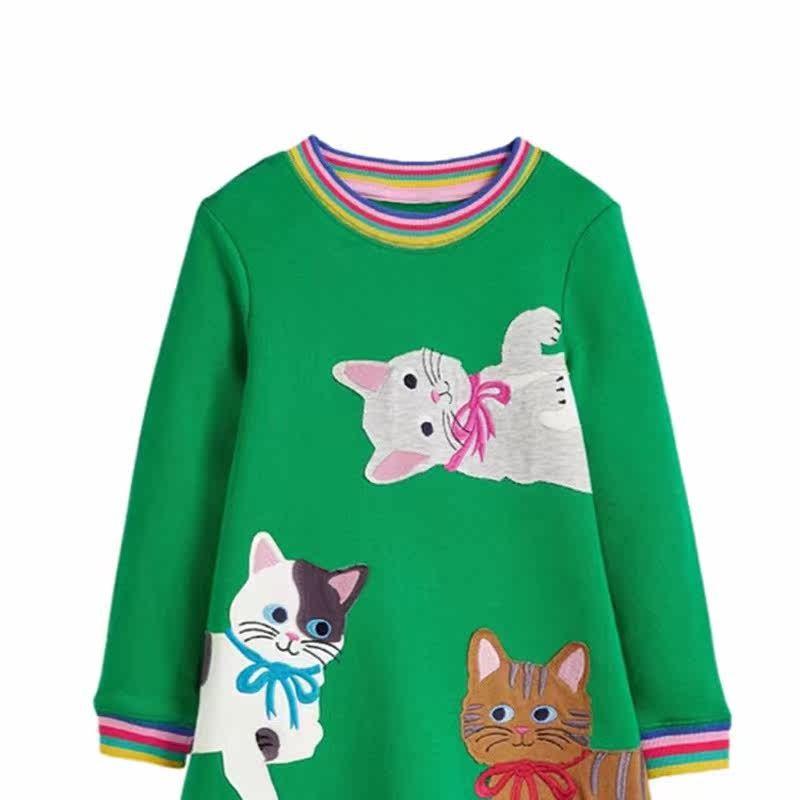 European and American Kitty Autumn Girls Medium and Large Children's Dresses