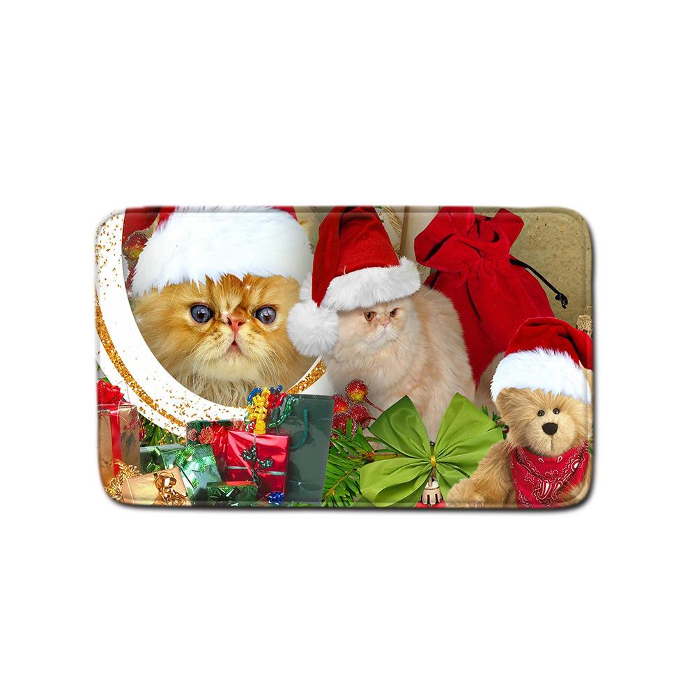 Christmas Shower Curtain Floor Mat Combination Four-Piece Set Bathroom Toilet Carpet Shower Room Mat Foot Mat