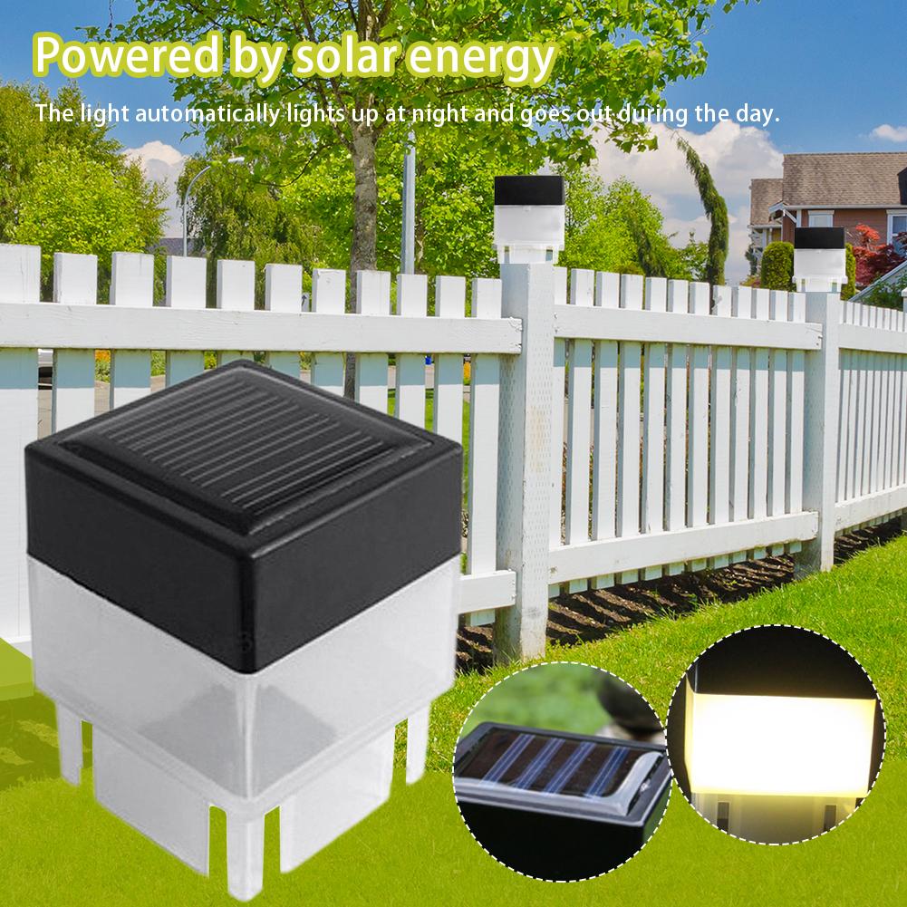 Solar Post Light Modern Fence Deck Lamp Auto On/Off Square Column Fixture Fence Pillar Lamp for Outside Garden Patio
