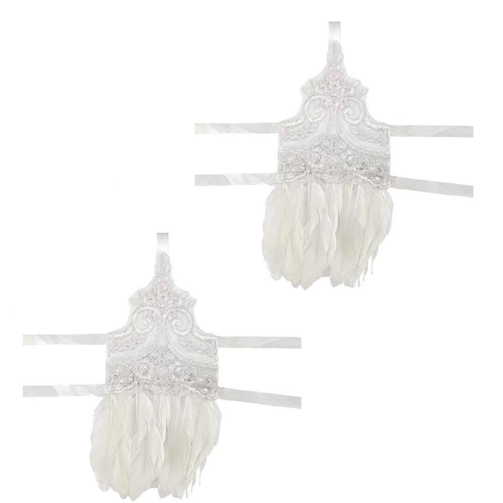 Witch Halloween Feather Cuffs Embroidery Halloween Wristband Women Feather Lace Gloves Carnival