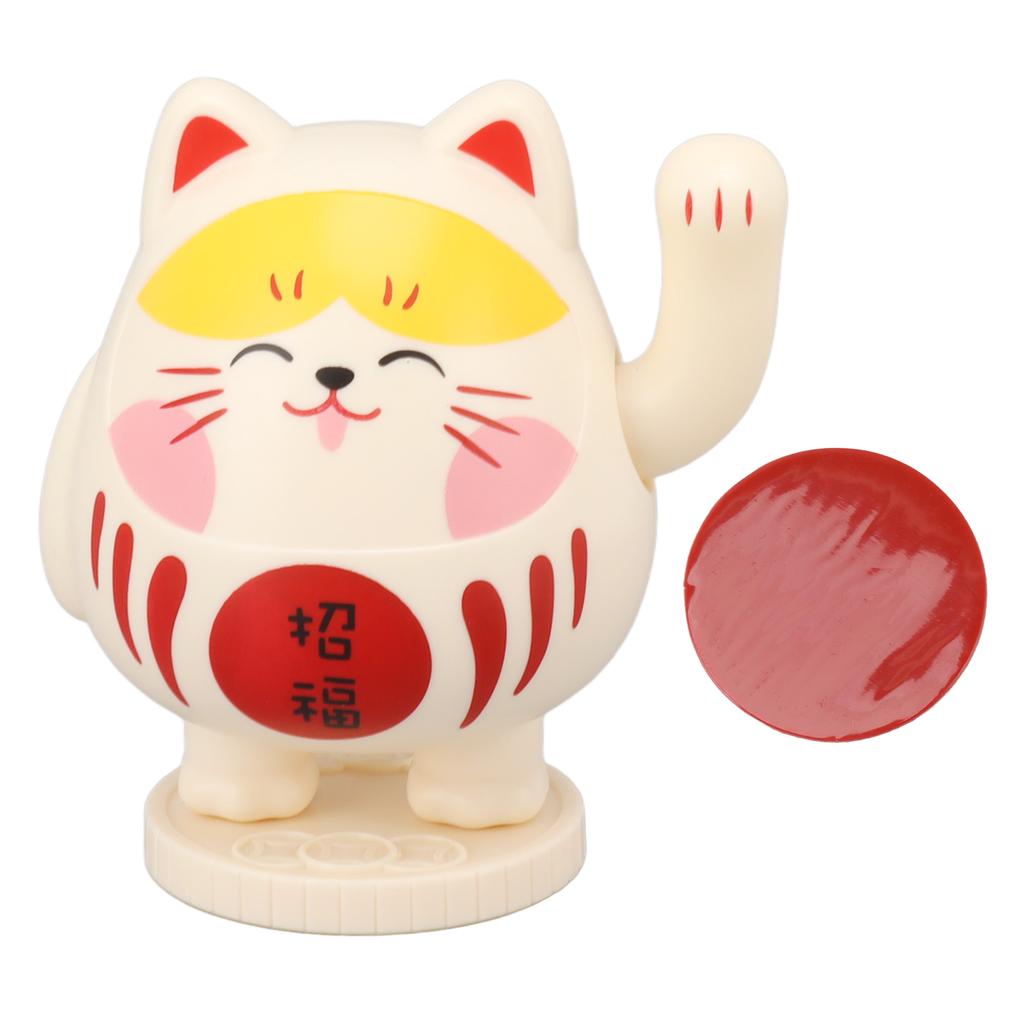 Waving Lucky Cat Solar Powered Decorative Ornament Fortune Cat Figure for Car Home Restaurant Cafe Yello  Pink