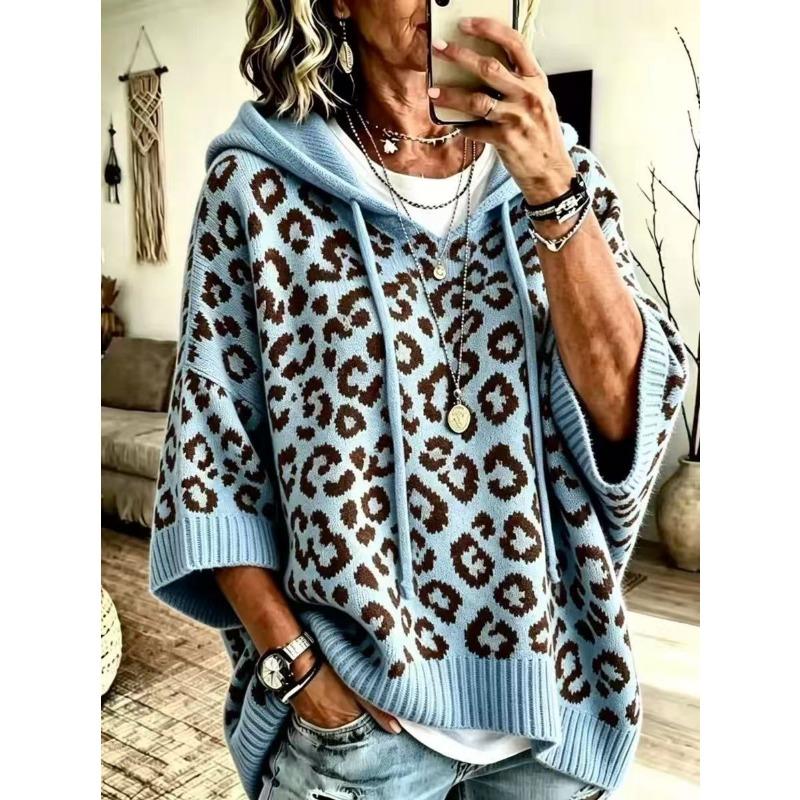 Women S Loose Fit Knitted Pullover Hooded Casual Sweater