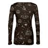 Women Halloween Print Long Sleeve Slim Fit Crew Neck Base Layer T Shirt Casual Stretchy Top for Everyday Wear