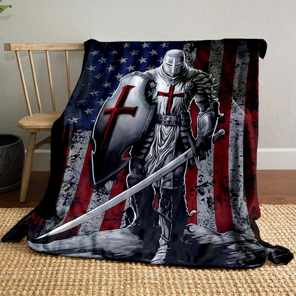 

Crusader Knight USA Flag Blanket Printed Blanket for Living Room Bed Couch lunch break Soft Cozy Blanket for Friend s festival Gift 80cm x 120cm