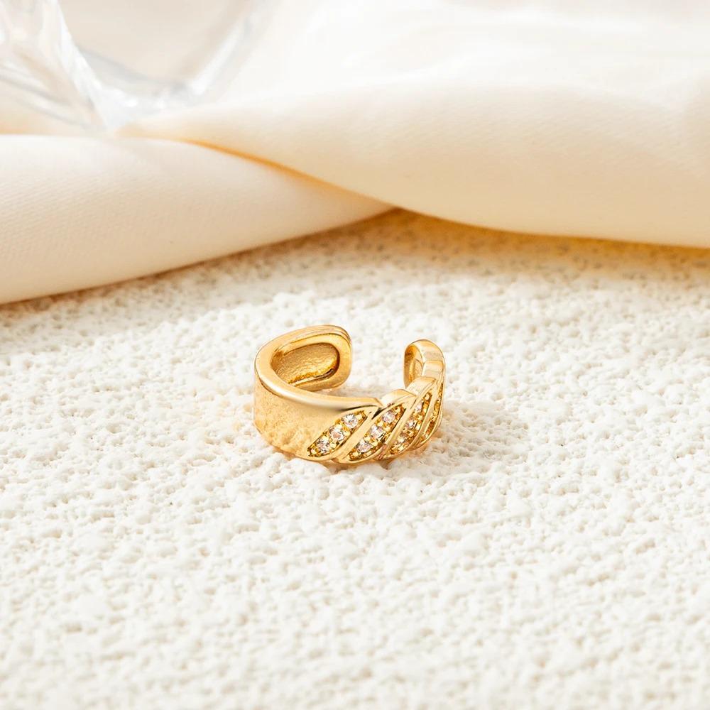 3 Pcs Zircon Korean Wave Multilayer Geometry Ear Cuff Clip on Earrings For Women Without Piercing Non-pierced Jewelry