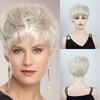 Synthetic Short Wigs With Bangs Lady Silver White Wig for Women Layered Hair for Daily Cosplay Heat Resistant Fibre