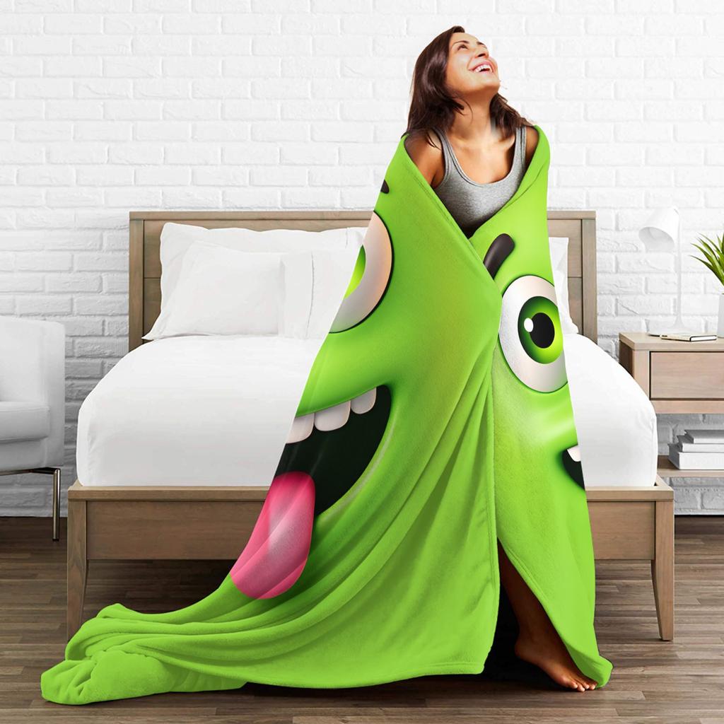 The Monster With Big Eyes Cartoon Face Meme Flannel Blankets Kids Soft Throw Blanket Winter Living Room Bedspread Sofa Bed Cover