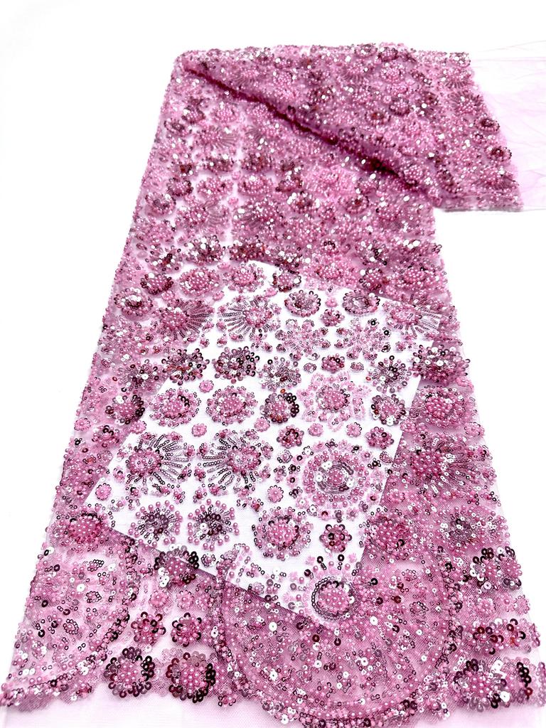 African Tulle Lace Fabric 2026 French Sequins Fabric Sewing Embroidery With Beads Lace Tulle Mesh Nigeria Dress 5 Yards Sewing