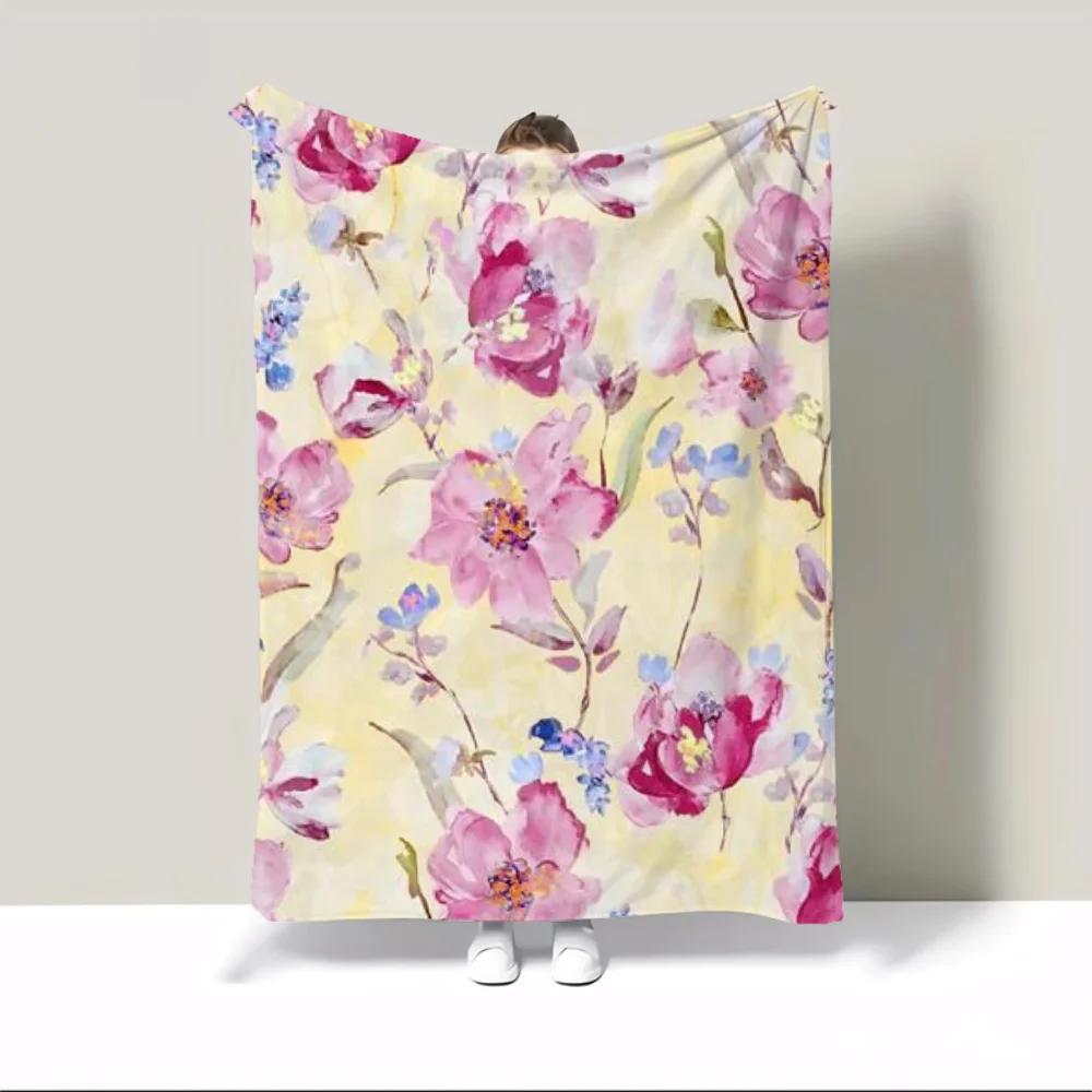 Interior for Home Beauty Flowers Fleece Throw Blanket Sofa Winter Thermal Blankets for Bed Blanket 150cm X 200cm Beach Towel