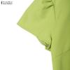ZANZEA Women Casual V-Neck Summer Short Sleeve Solid Color Dress