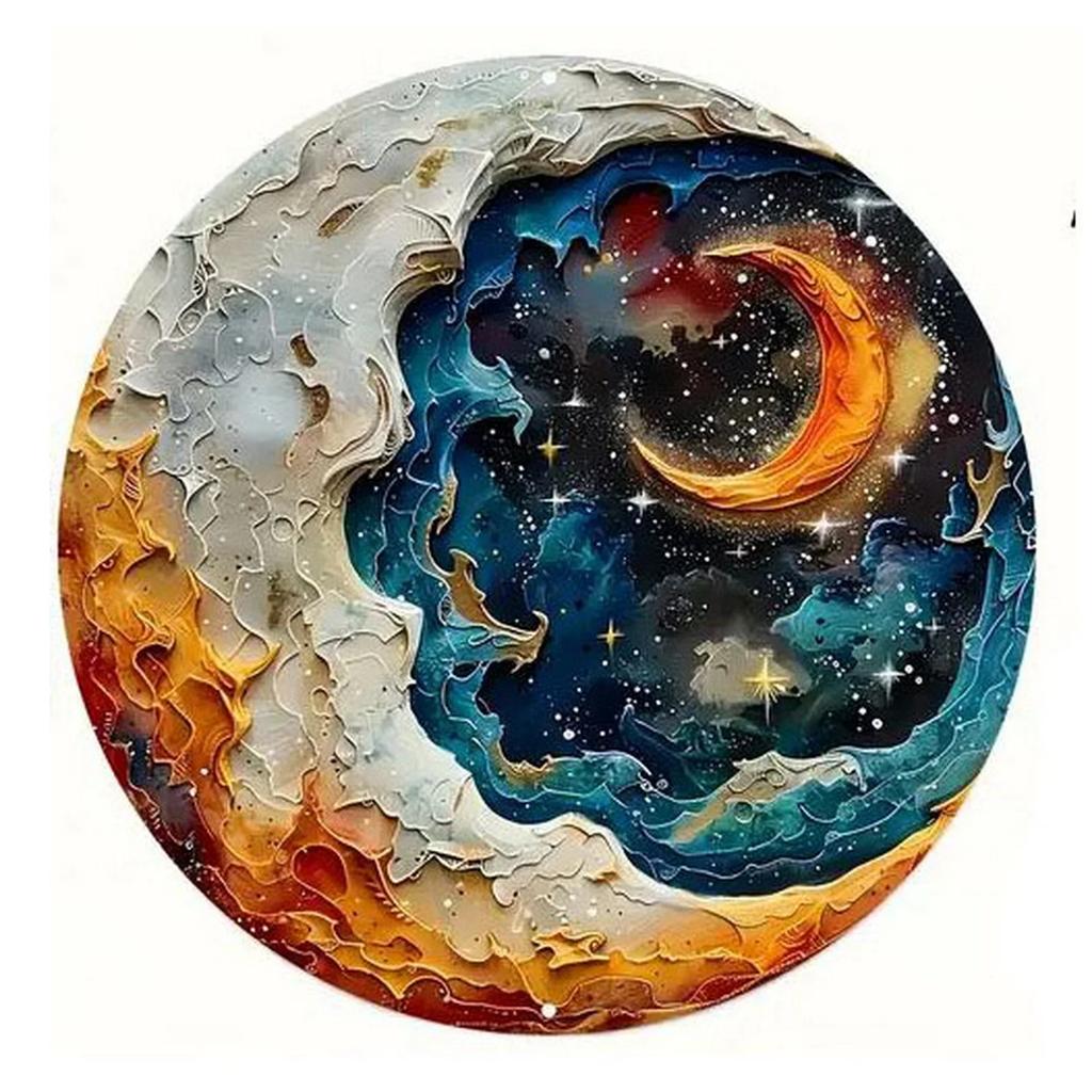 Retro Round Metal Tin Signs Sun And Moon Face Decor Pattern Nostalgic Iron Painting Novelty For Cafe Bar Man Cave Wall Decor