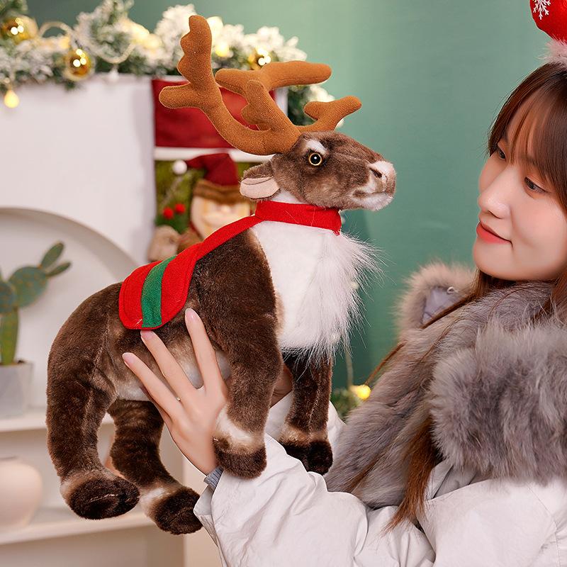 New  35/42cm Simulation Reindeer Plush Toy Christmas Deer Doll Xmas Elk Toy  Merry Christmas New Year Gift for Kids Throw Pillow