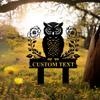Metal Garden Decor Owl Flower Sign, Personalized Yard Art Outdoor Gift for Mom, Rustproof Metal Stake