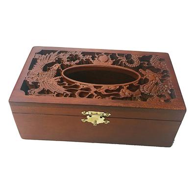 Vintage Wooden Hollow Out Embossing Tissue Box Paper Napkin Holder Home Decor